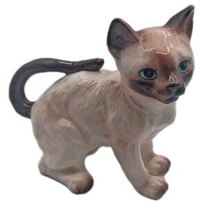Vintage Siamese Cat Figurine Japan 1960s Blue Eyes Lefton Ceramic MCM Collectibl